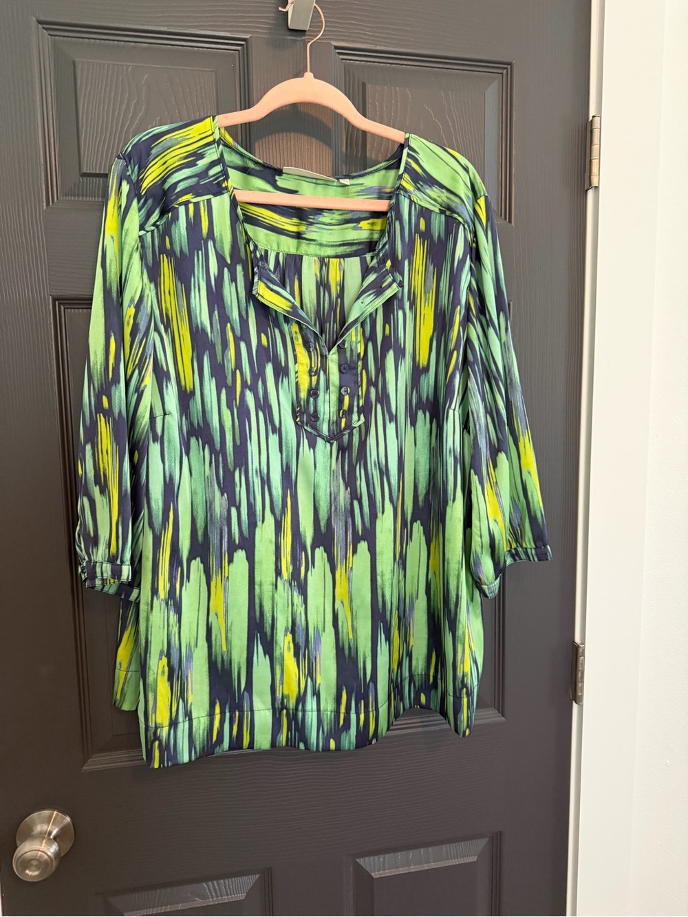 Sejour Nordstrom Green, Yellow blue, Brushstroke Blouse